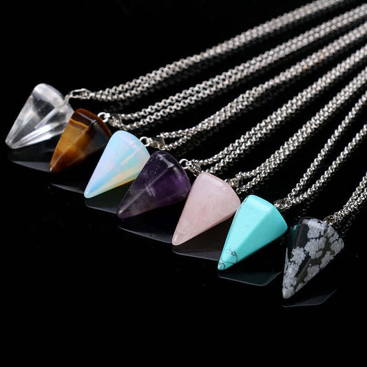 Necklace with Cone-Shaped Natural Stone Charm