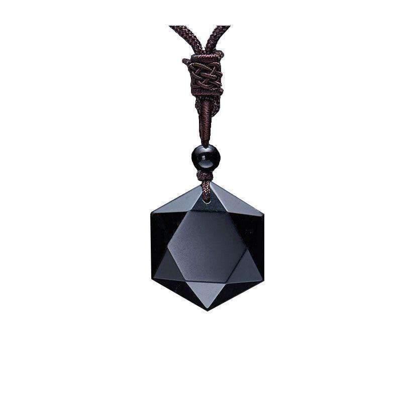 Geometric Obsidian Charm Necklace