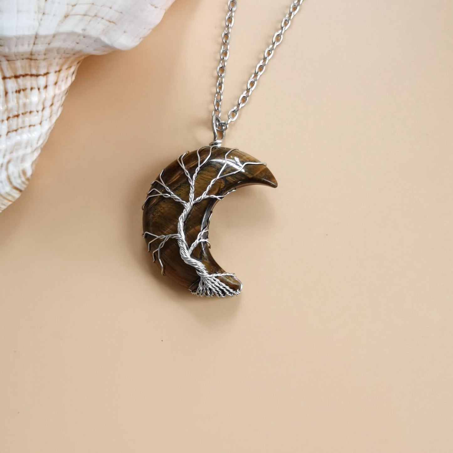 White Crystal Exotic Moon Necklace for Women