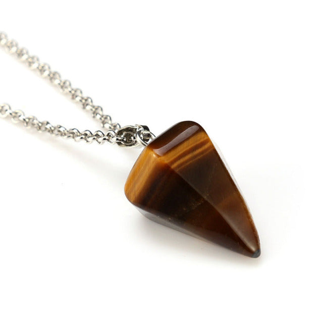 Necklace with Cone-Shaped Natural Stone Charm