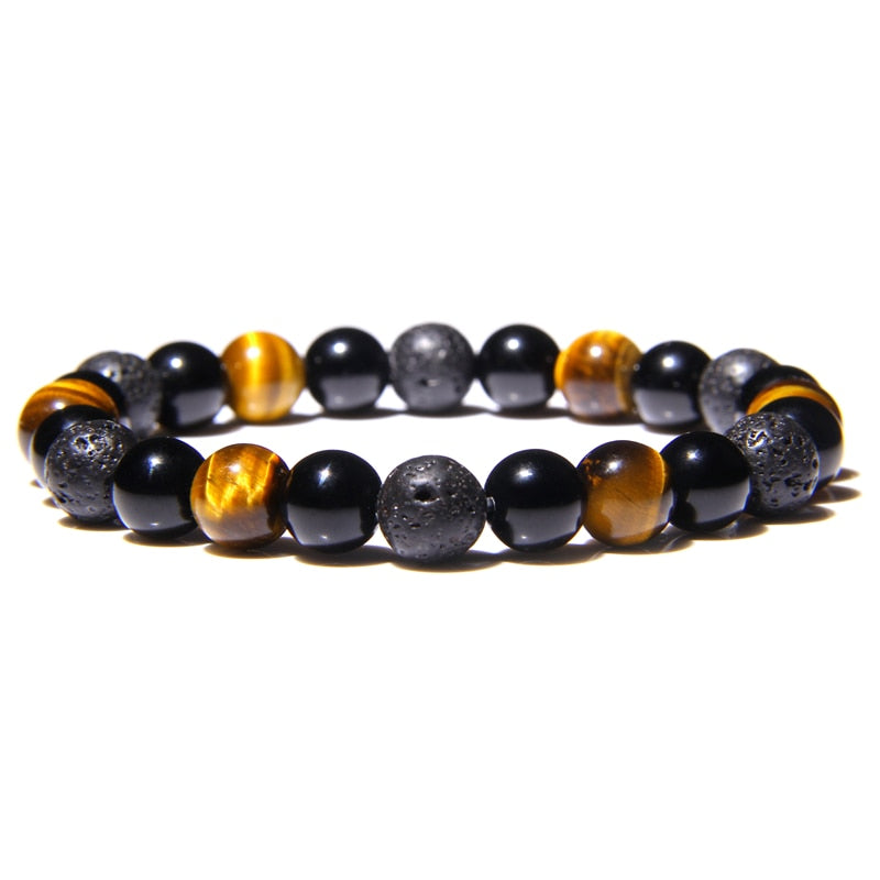 Tiger eye beads bracelet made of high quality natural stone, 8mm hematite beaded yoga energy bracelet for women and men