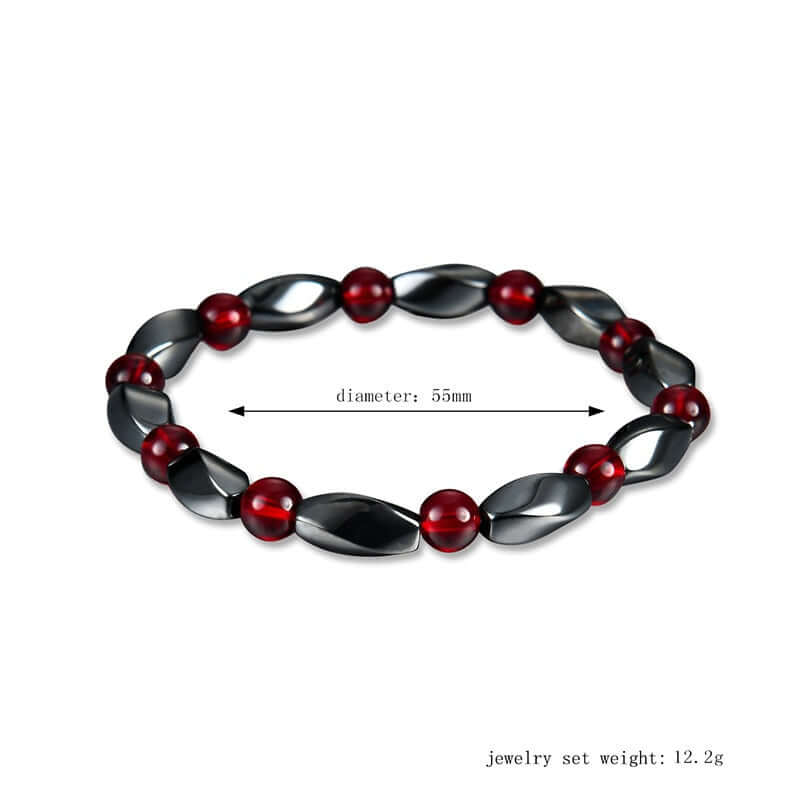 Chic Geometric Unisex Bracelet: Red Agate & Hematite