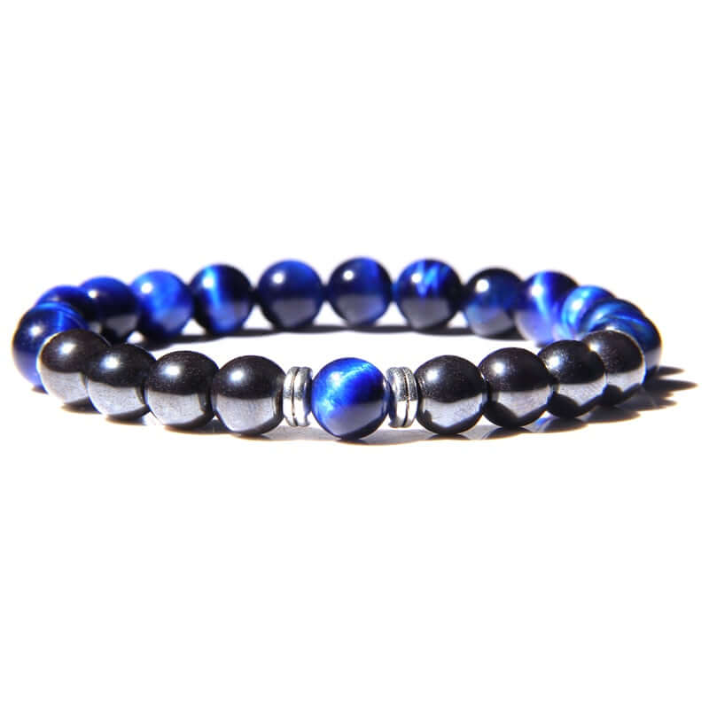 Hochwertiges Naturstein-Tigerauge-Perlenarmband, 8 mm Hämatit-Perlen-Yoga-Energie-Armband für Frauen und Männer
