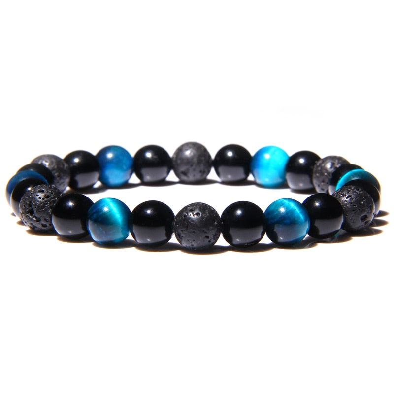 Hochwertiges Naturstein-Tigerauge-Perlenarmband, 8 mm Hämatit-Perlen-Yoga-Energie-Armband für Frauen und Männer