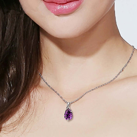 Royal Radiance: 925 Sterling Silver Necklace with Amethyst and Diamonds