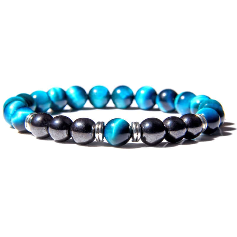Tiger eye beads bracelet made of high quality natural stone, 8mm hematite beaded yoga energy bracelet for women and men