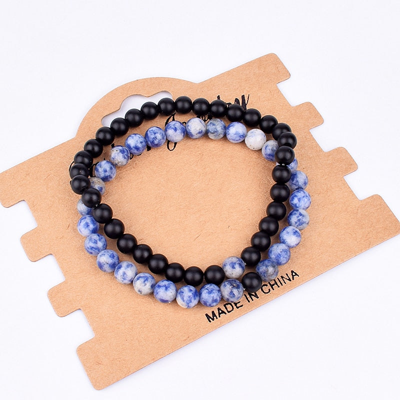 Lot of 2 pieces Natural Stone Bracelet for Couples, Yoga beads for men and women, charm gift for friends, 30 styles