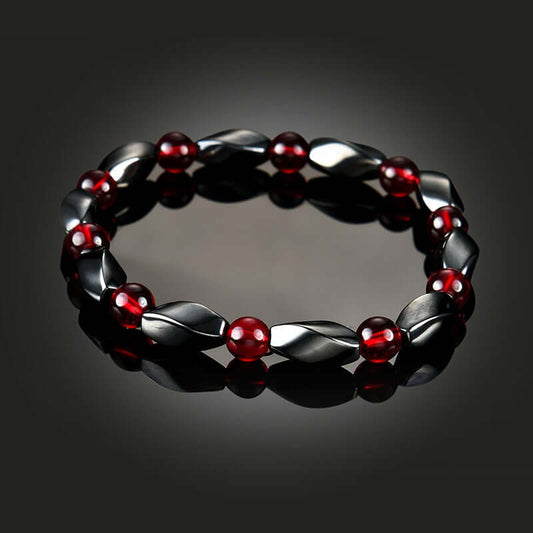 Chic Geometric Unisex Bracelet: Red Agate & Hematite