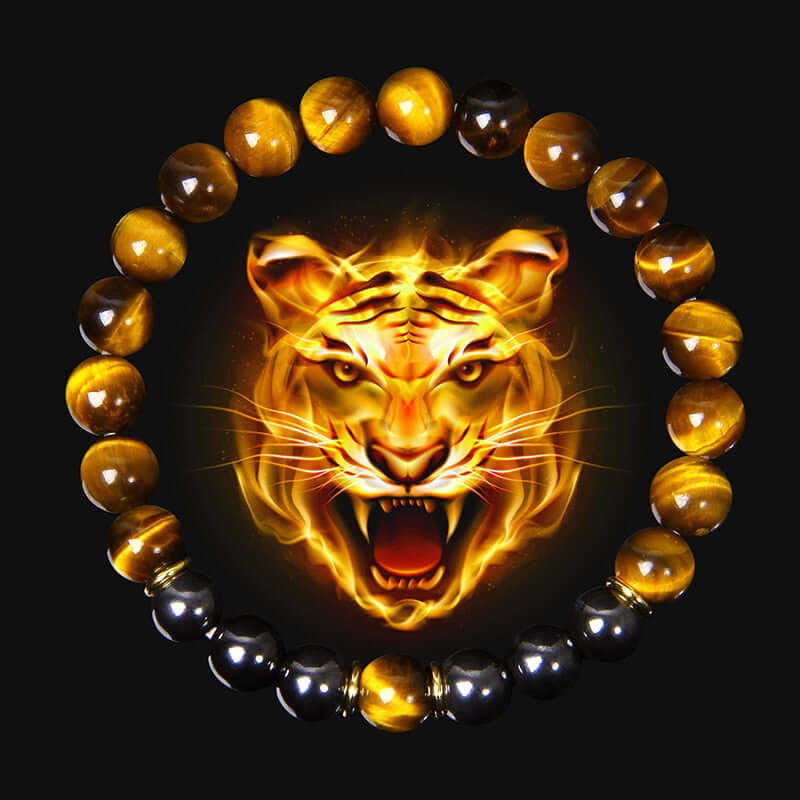 Pulsera de cuentas de ojo de tigre de piedra natural de alta calidad, pulsera de energía de yoga con cuentas de hematita de 8 mm para mujeres y hombres