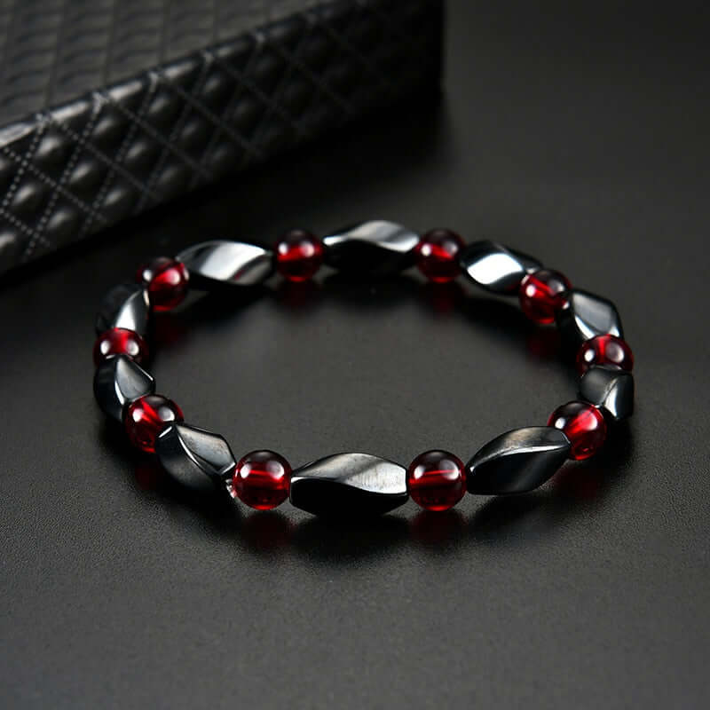 Chic Geometric Unisex Bracelet: Red Agate & Hematite