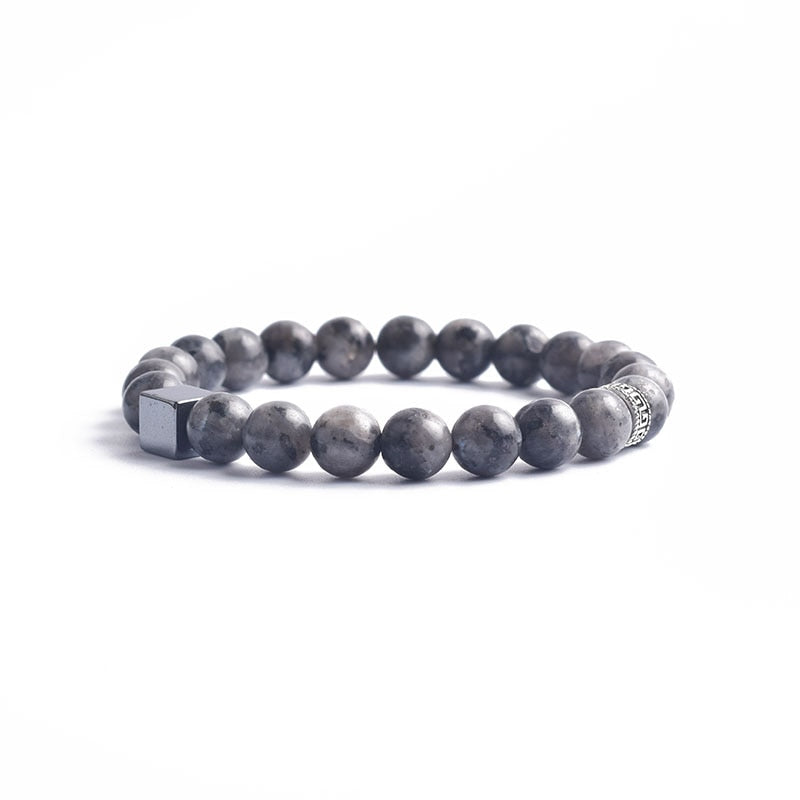 Naturstein-Armband für Männer Frauen Labradorit Lapislazuli Perlen Stretch-Armband
