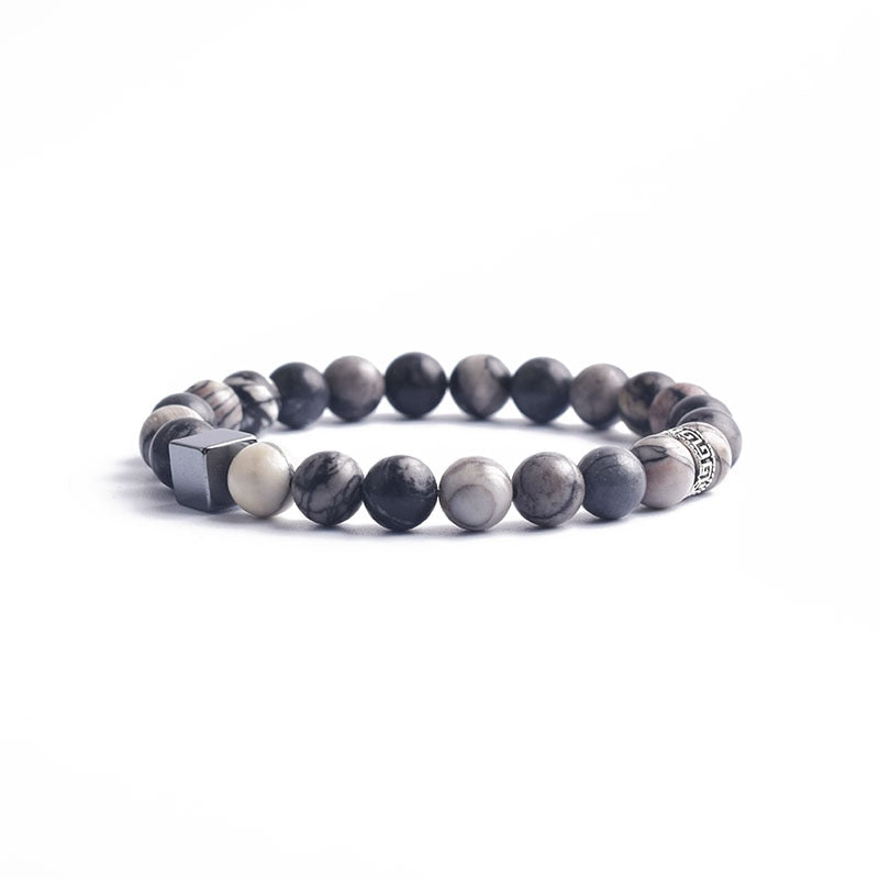 Natural stone bracelet for men and women, Labradorite Lapis Lazuli beads, Stretch bracelet