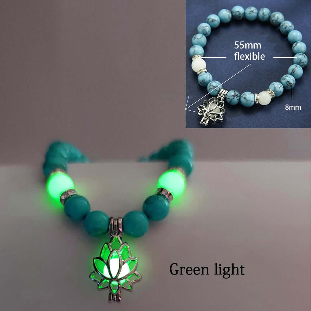 Naturstein-Armband für Männer und Frauen, Yoga, Heilung, Leuchten in der Nacht, Lotus, Perlen, buddhistisches Gebet